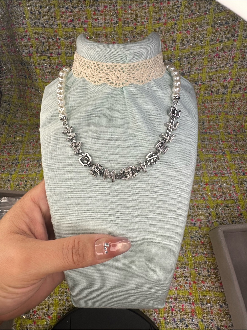 AA great CC sliver pearl necklace